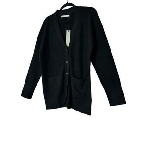 One Gray Day Los Angeles Cardigan Women Large‎ Black sweater pockets Cozy New